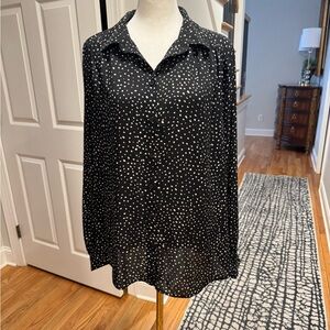 H&M Black Top with White Dots